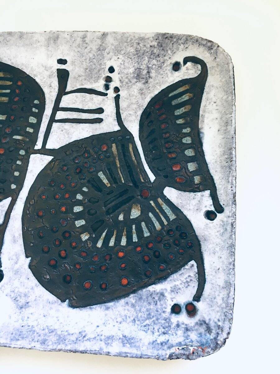 Vintage Brutalist Art Studio Ceramics Square Dish by Amphora Perignem, 1960s