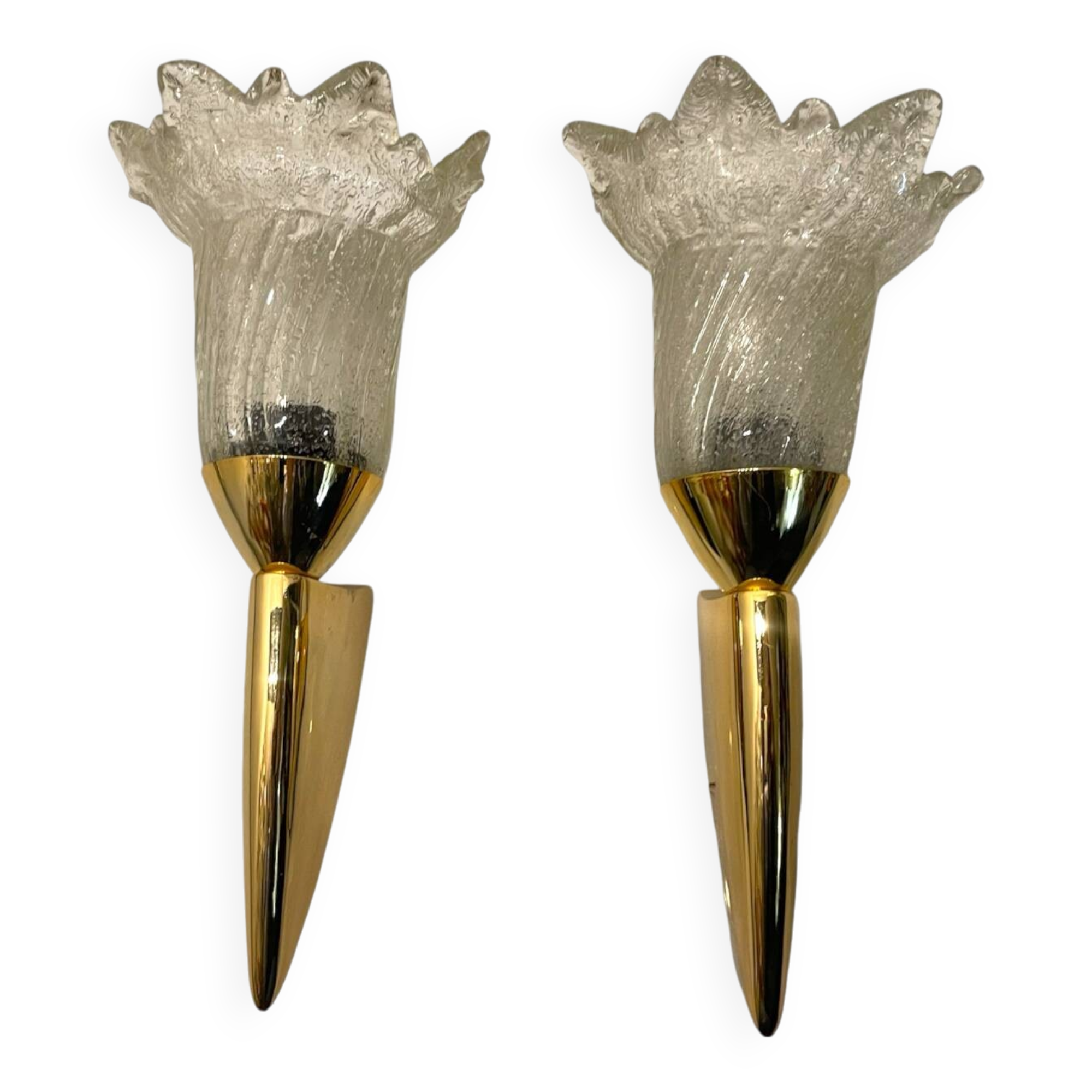 Murano Glass Brass Sconces Set of 2