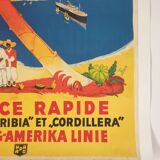 Affiche vintage Nach Westindien und Mittelamerika