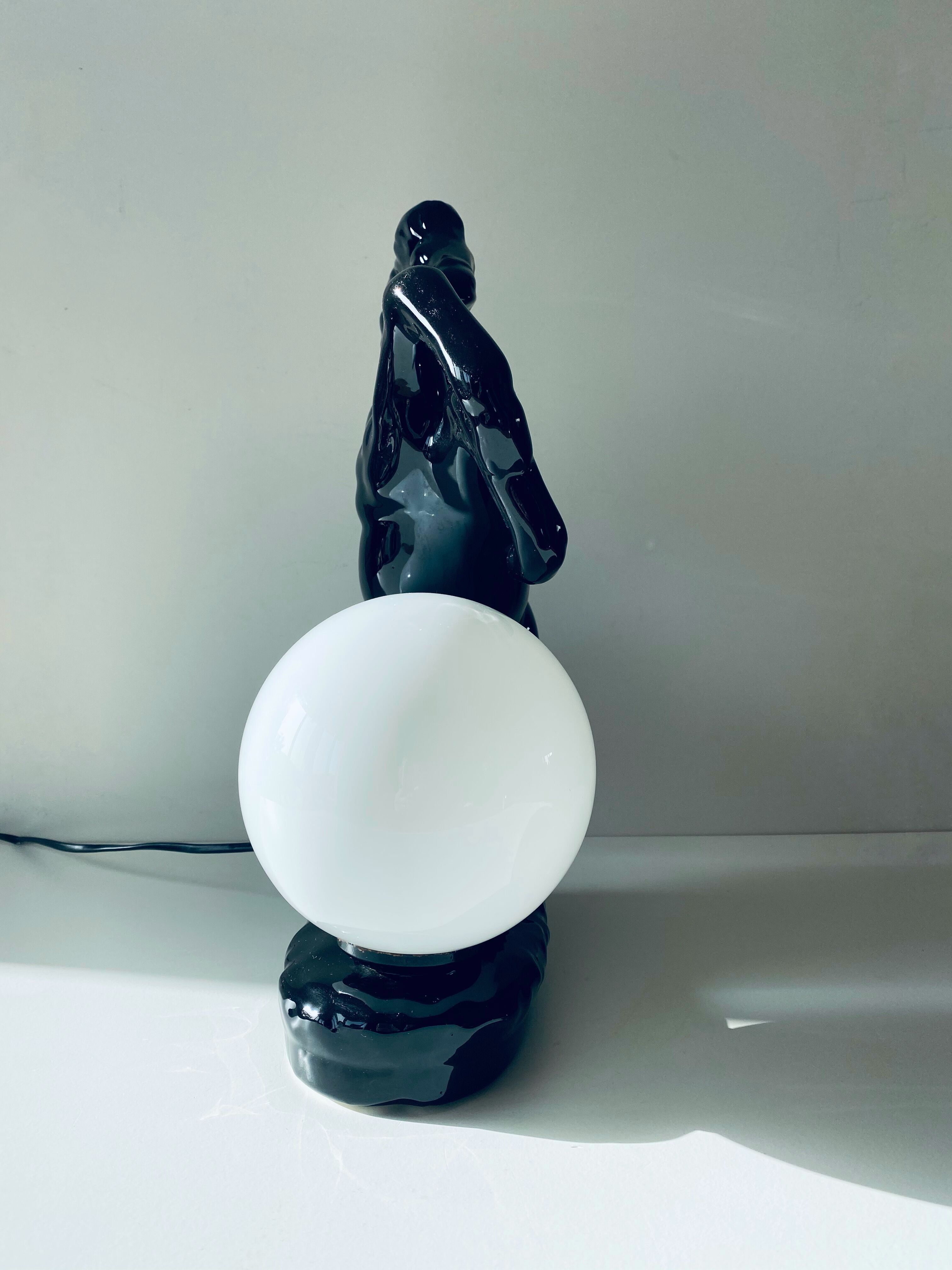 Ceramic and opaline horse lamp