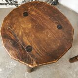 Pair of brutalist wooden stools