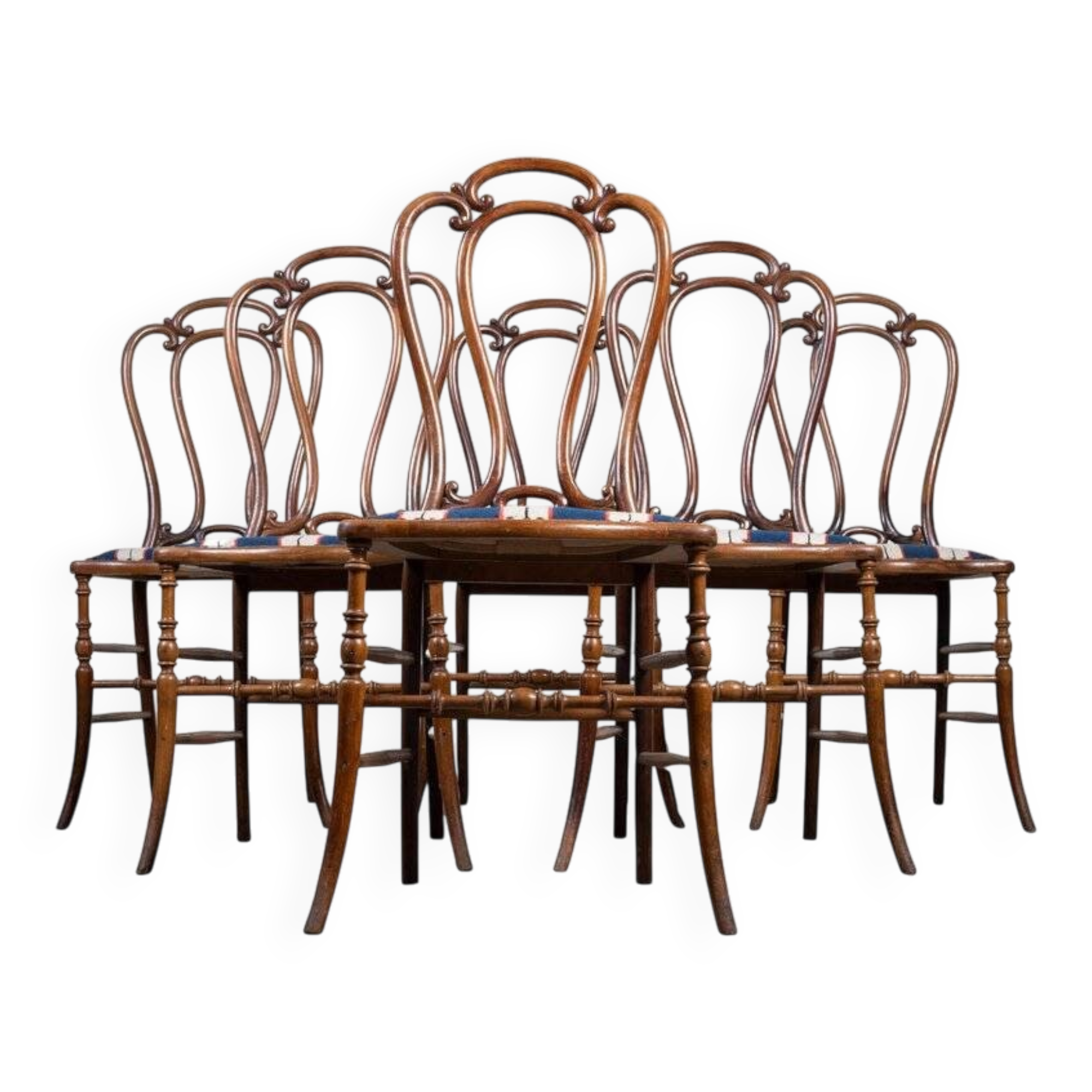 Art Nouveau Beech Café Chairs by W. Giessing, 1930s, Set of 6