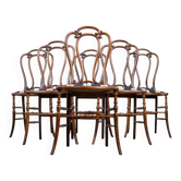 Art Nouveau Beech Café Chairs by W. Giessing, 1930s, Set of 6