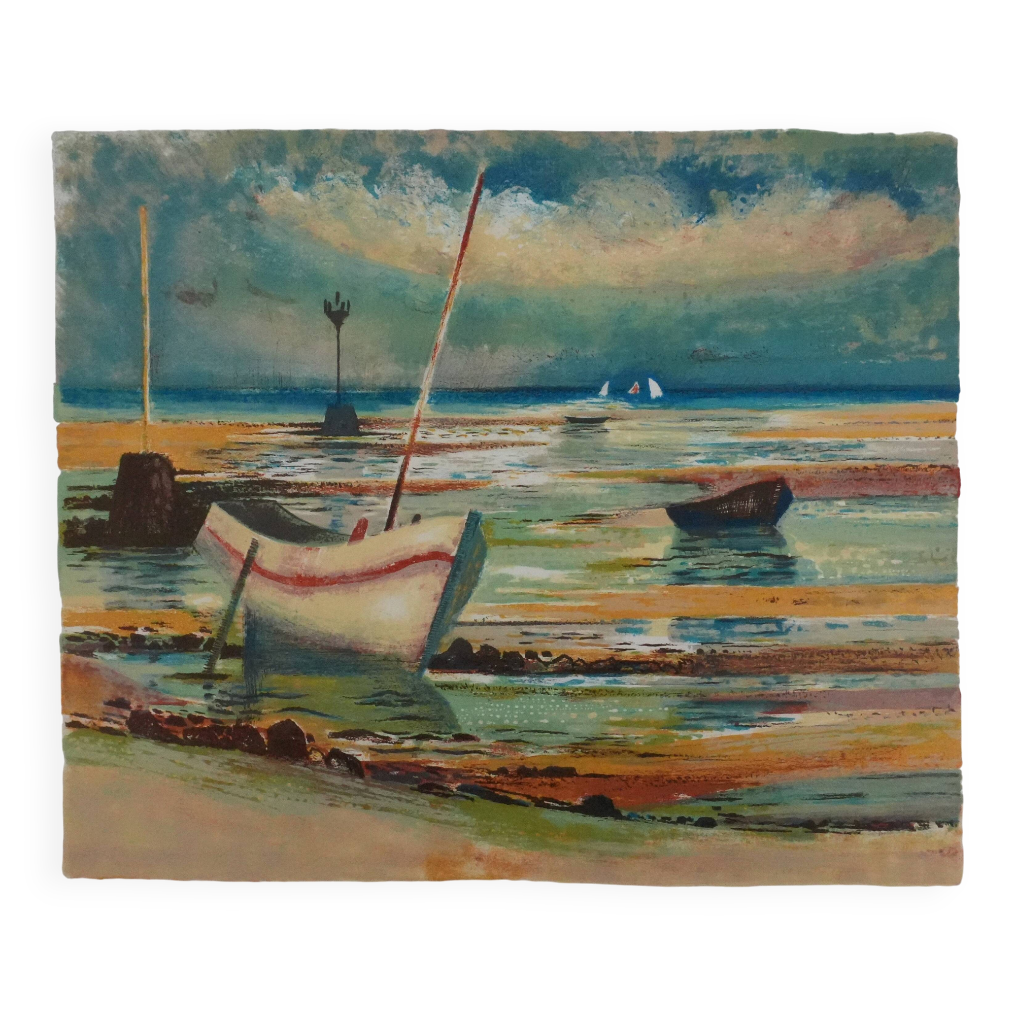 Paul Collomb: Marine air, original signed lithograph.