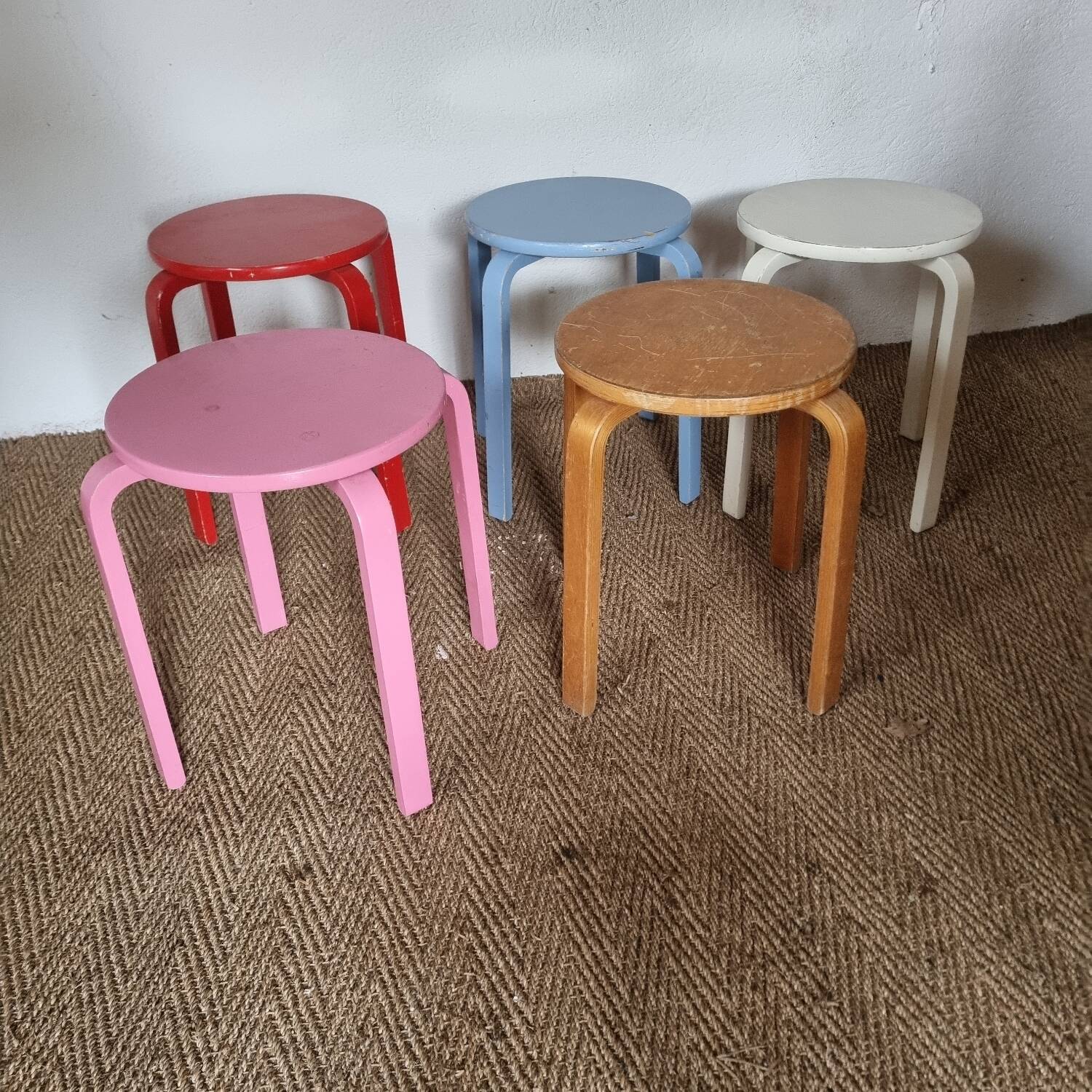 Set of 5 IKEA stools 1980