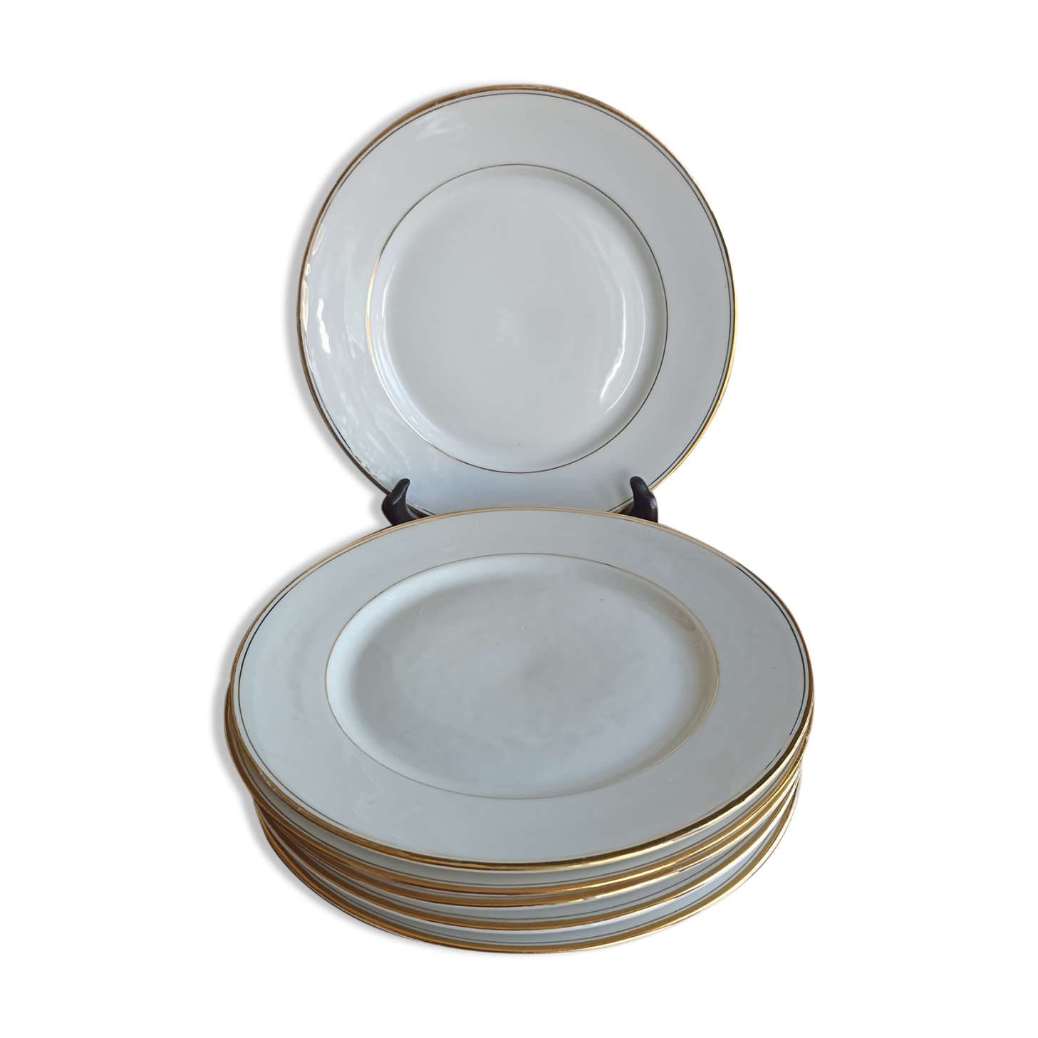 6 Villedieu porcelain dessert plates