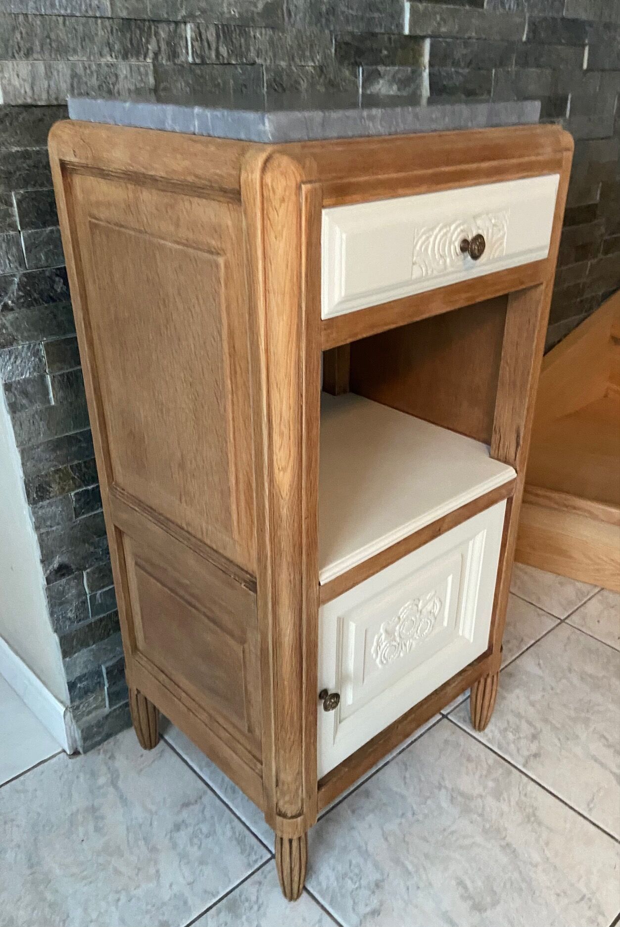Art Deco bedside, grey marble