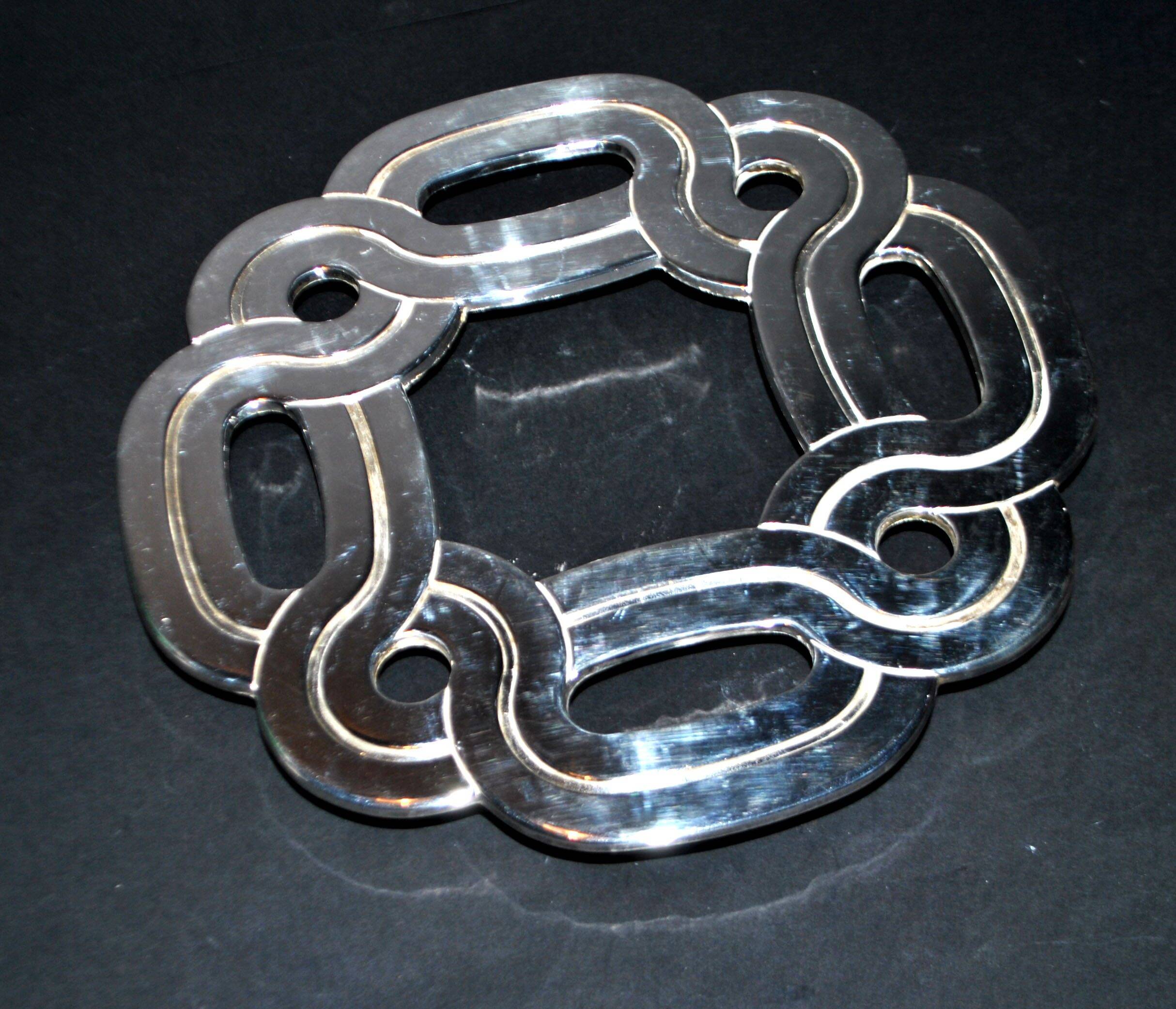 LANCEL silver-plated metal trivet with "Lancel Paris" label, vintage 1970s