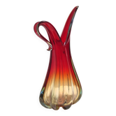 Vase Sommerso en verre de Murano rouge, orange et jaune, Italie