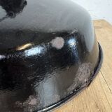 Industrial Black Enamel Factory Lamp with Cast Iron Top, 1950s