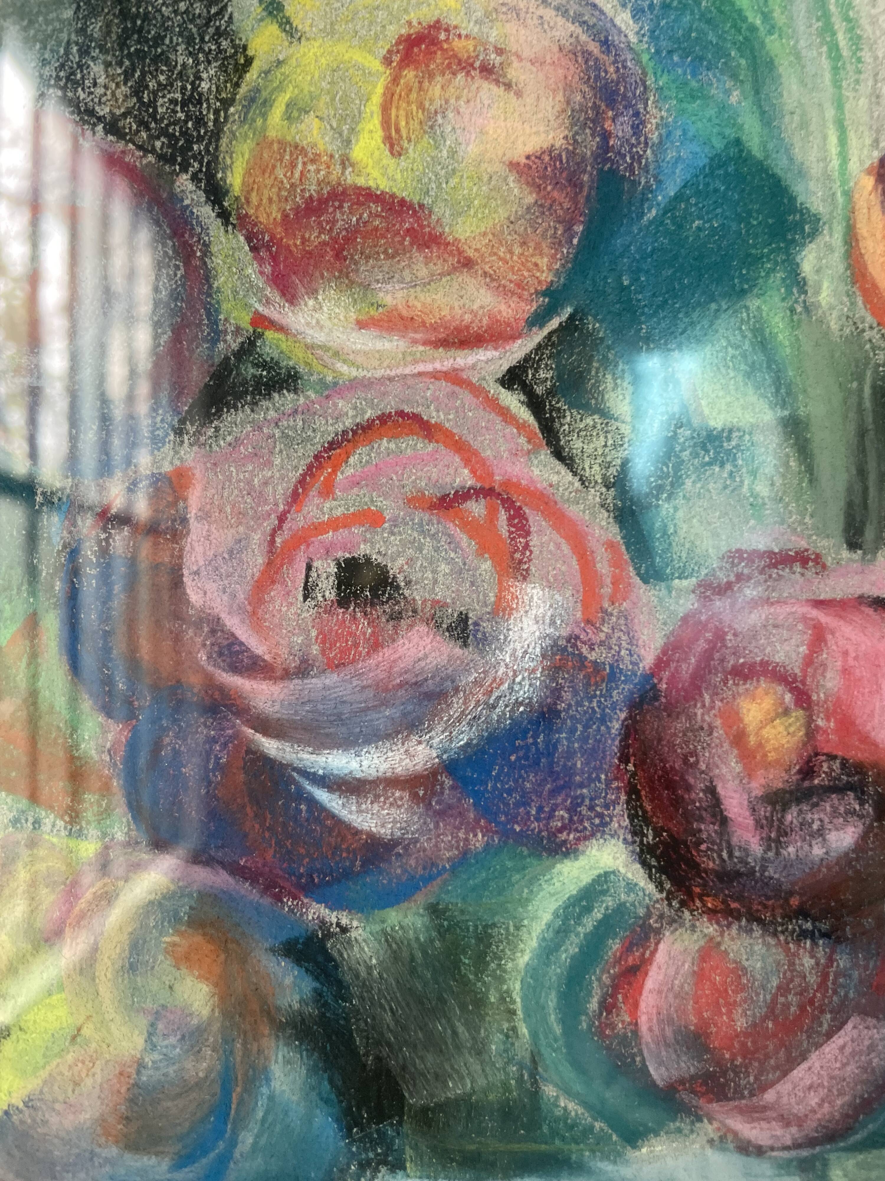 Oil chalk drawing flowers
