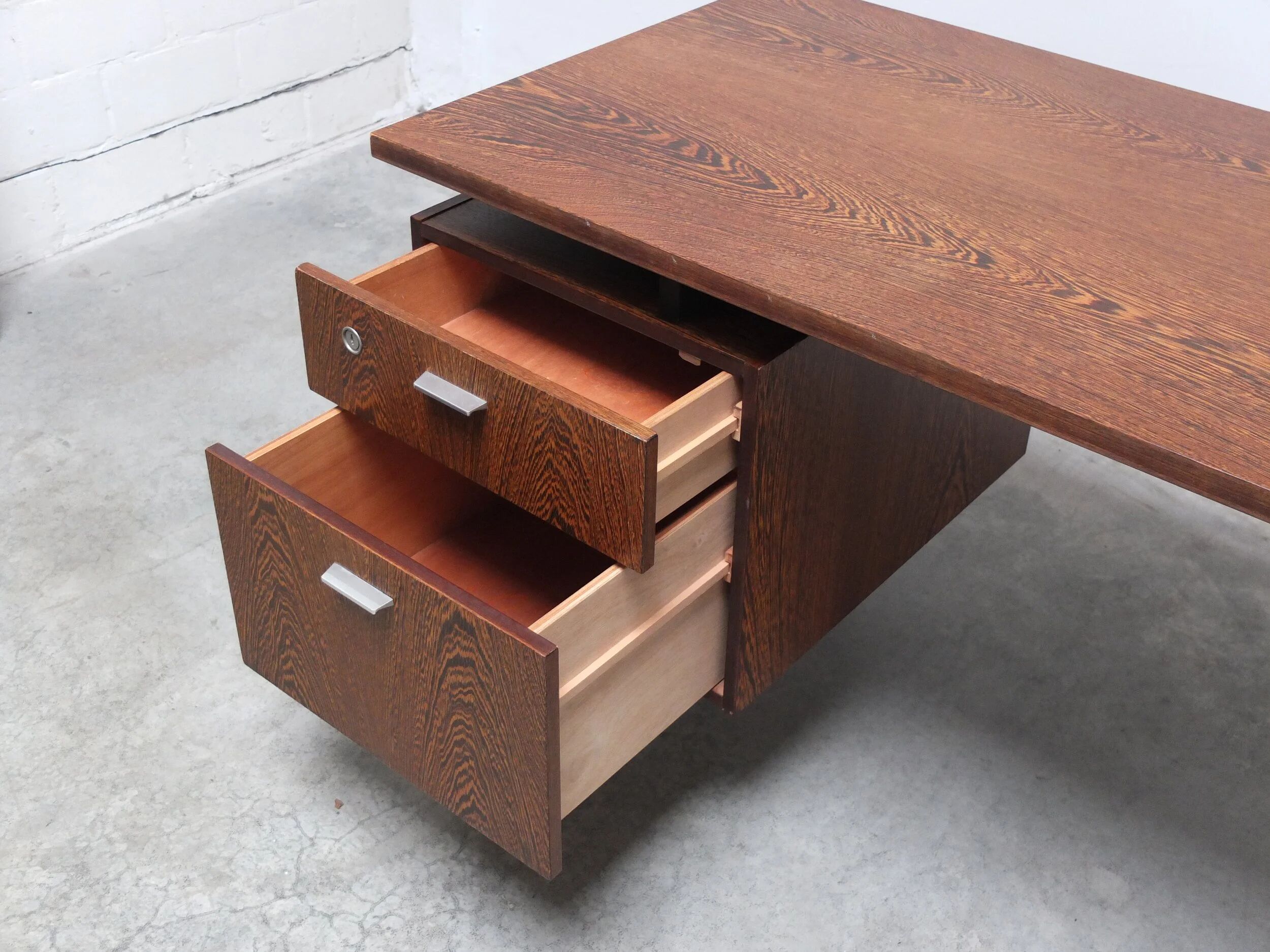 Freestanding modernist writing desk in wengé, 1960s
