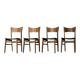 Ensemble de 4 chaises de salle à manger vintage mi-siècle danoise modernes en hêtre et teck.