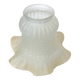 Tulip lampshade, antique frosted glass, white and golden pleated crown