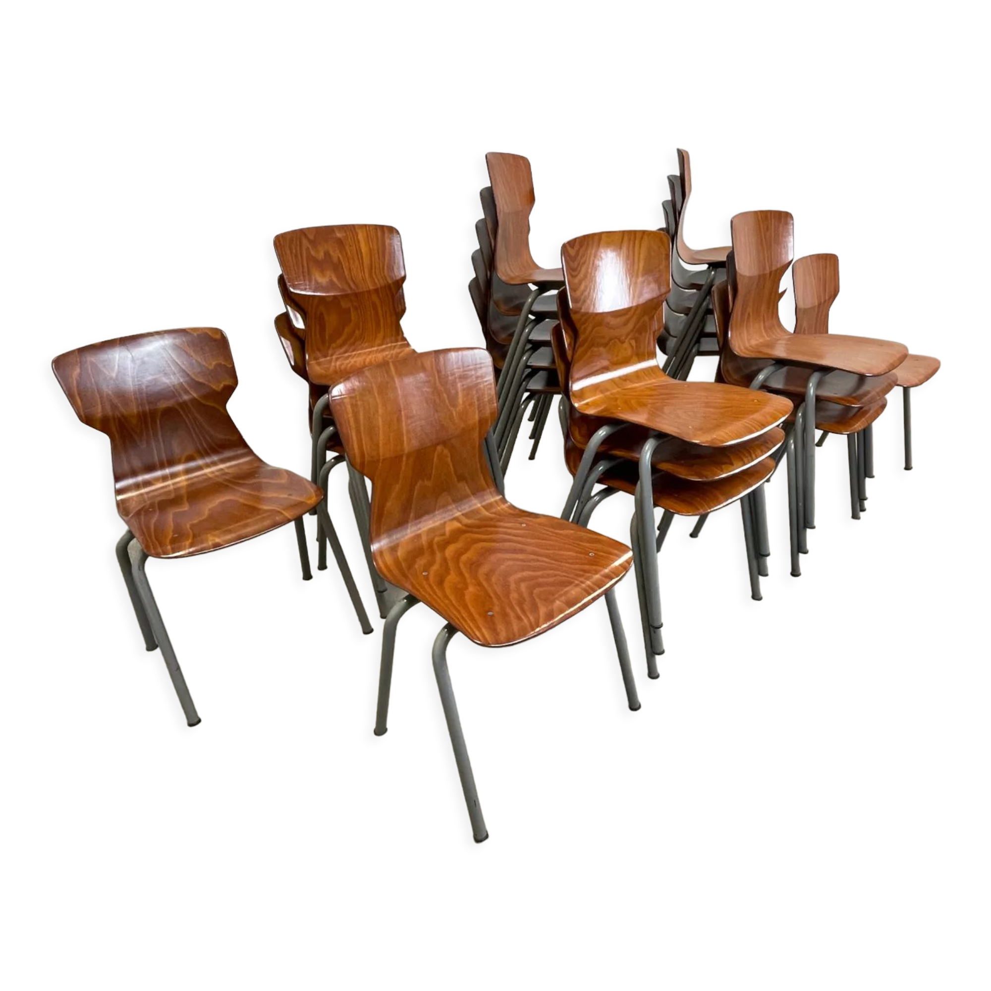 Lot 22 chairs obo eromes honey, 70s, holland