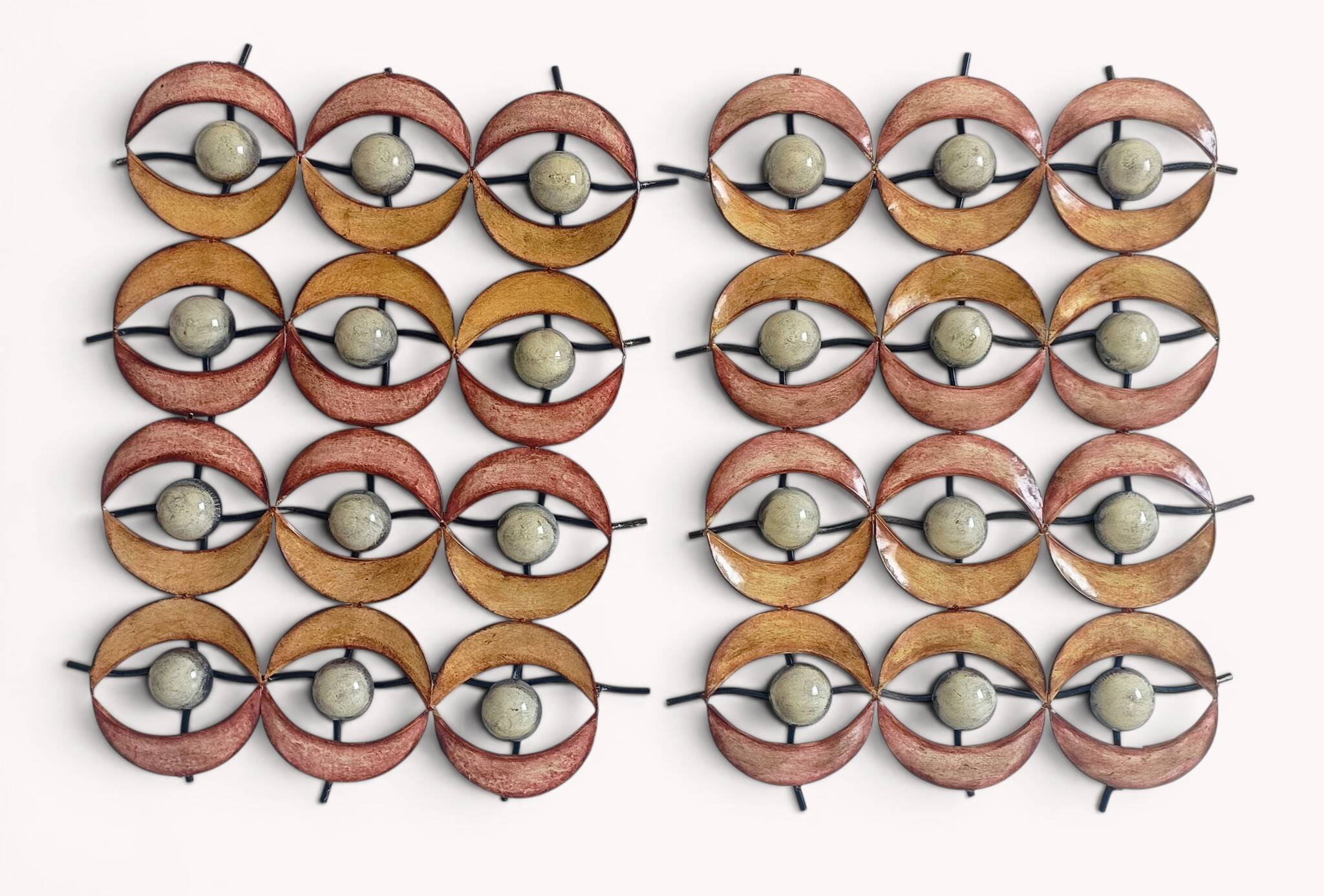 Spanish Brutalist Wall Sculptures in Painted Iron, circa 1970