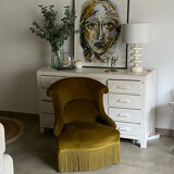 Green velvet toad armchair