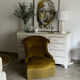 Green velvet toad armchair