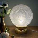 Vintage art deco globe table lamp in frosted glass