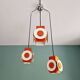 Space Age cascade chandelier in orange and white lacquered metal, RAAK, 1970