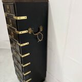 20th Century Black Wooden Cabinet with Eight Small Drawers