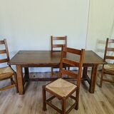 Solid oak farmhouse table + 4 chairs