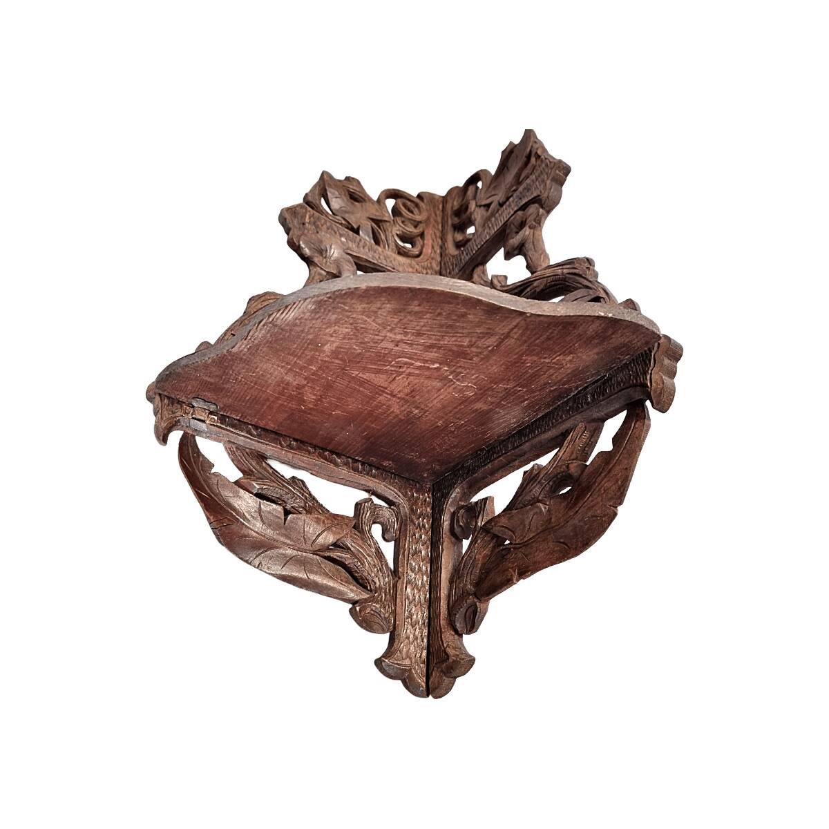 Antique Black Forest Corner Wall Console, late 1800s