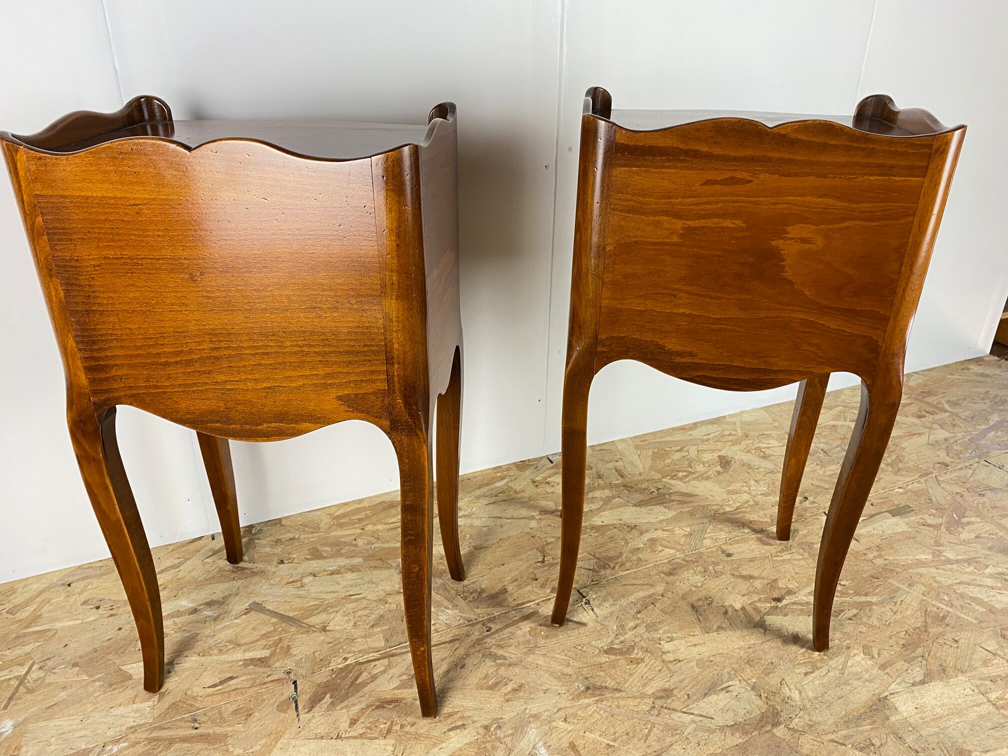 Pair of cherry wood bedside tables with 1 drawer Louis XV style
