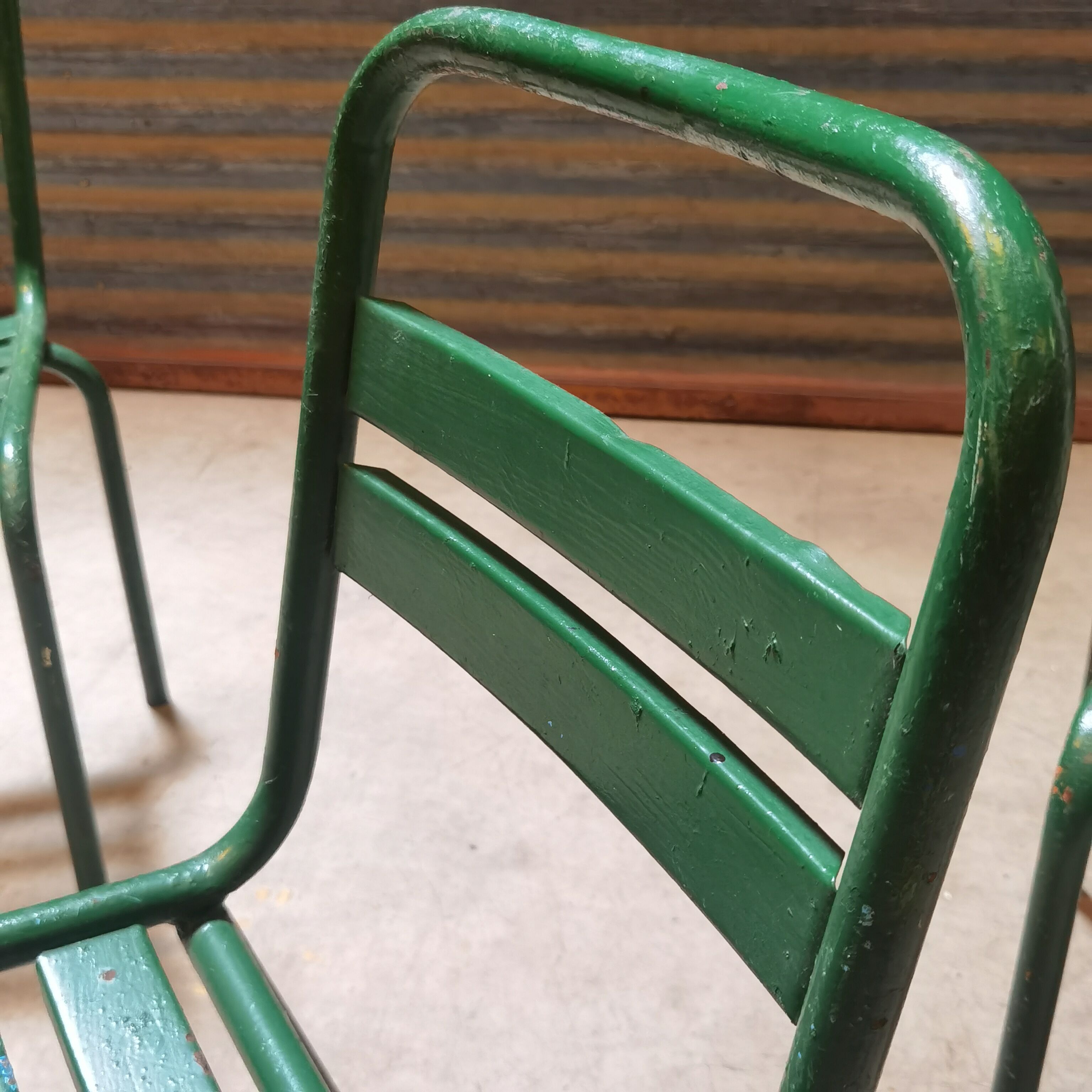 Set of 4 Metal terrace chairs Tolix T1 T2 and Fermob