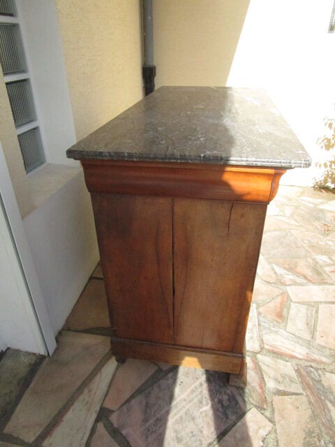 Commode ancienne-plaquage et marbre