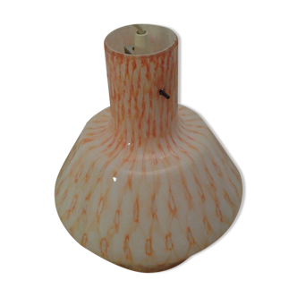 Suspension vintage années 1960/70 opaline en verre blanche et orange