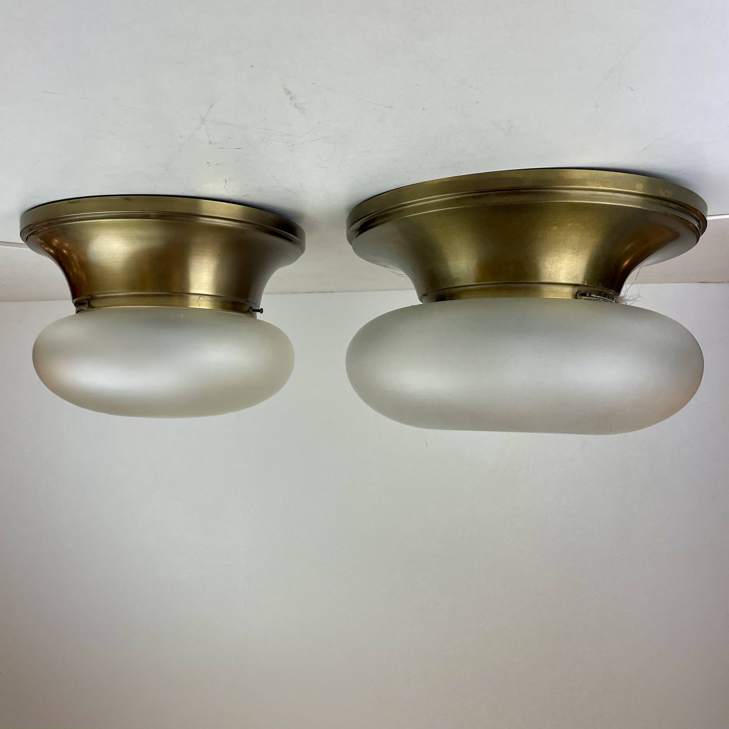 Brass & Murano Glass Ceiling Lamp, Italy, 1960s