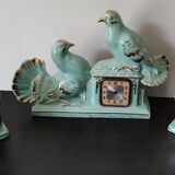 Fireplace clock with matching vases