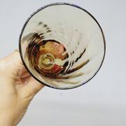 6 Champagne Flutes in Twisted Blown Glass 2 Colors Green and Amber