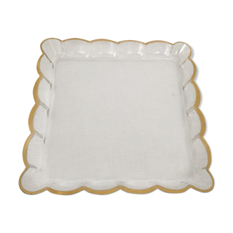Plateau en verre ancien, feston doré