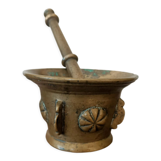 Mortar and eighteenth-century bronze pestle