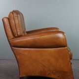 Striking modern design armchair made of high-quality sheepskin leather