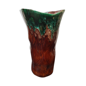 Vase céramique forme tronc marron