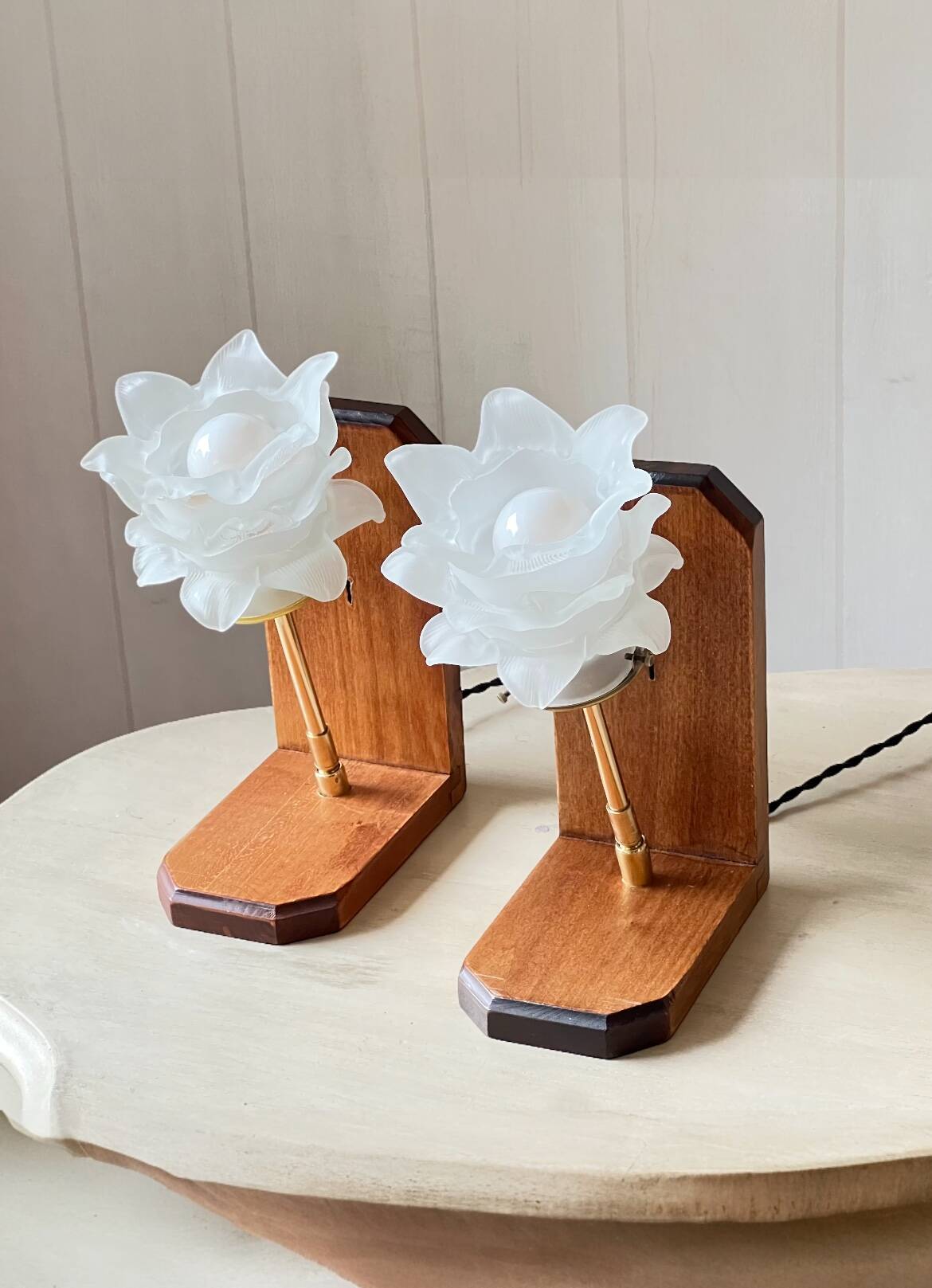 Pair of pink bedside lamps or wall lights