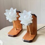 Pair of pink bedside lamps or wall lights