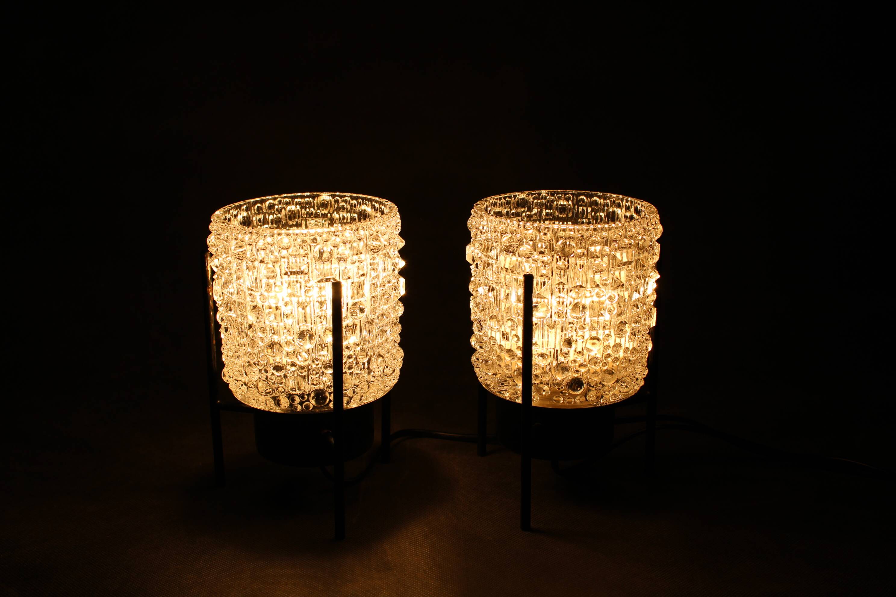 1970s Pair of Nightstands Glass Lamps , Germany