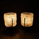1970s Pair of Nightstands Glass Lamps , Germany