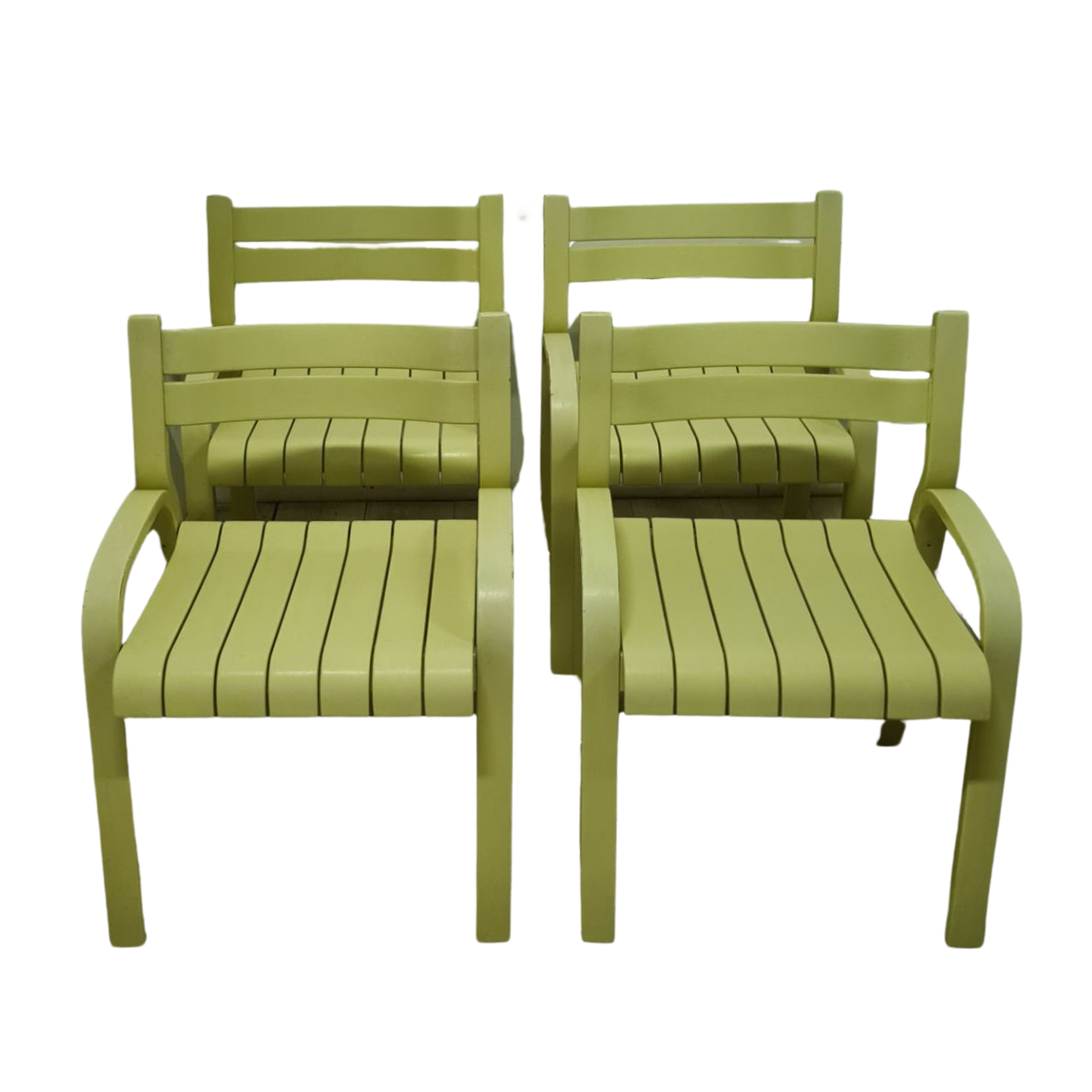 Ensemble de 4 chaises de salle à manger en contreplaqué courbé, années 1960