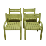 Ensemble de 4 chaises de salle à manger en contreplaqué courbé, années 1960