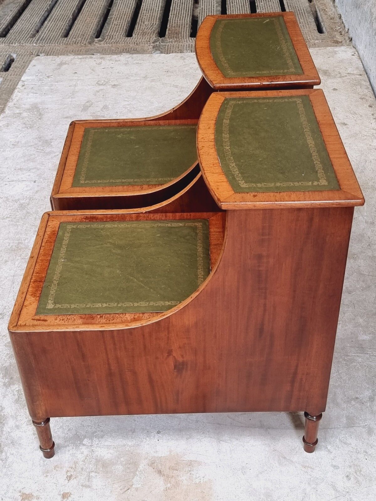 Set of mid century bedside tables with inlaid leather