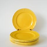Set of 6 Badonviller lemon yellow dessert plates, 1960