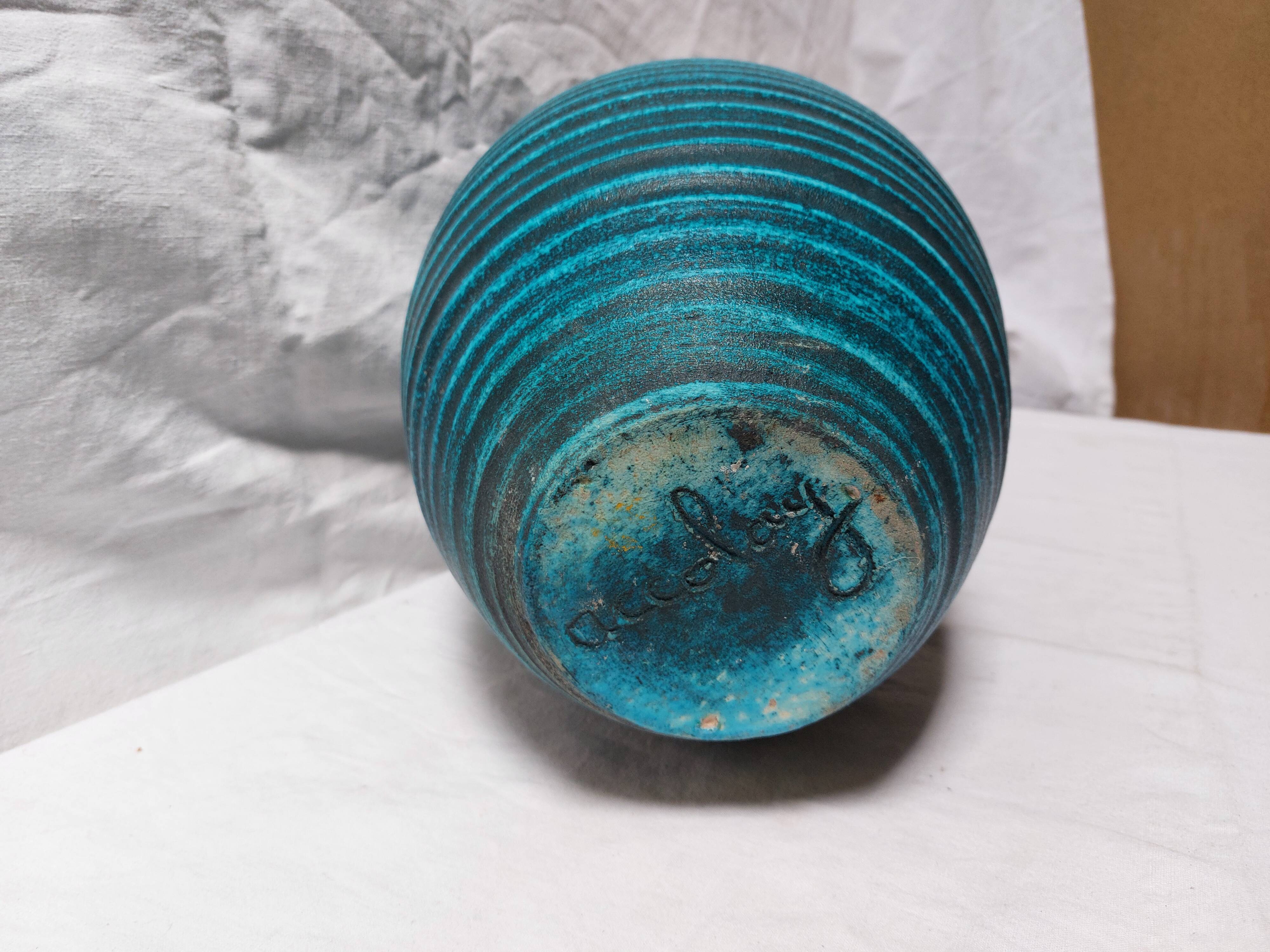 Large blue ceramic vase "Gauloise" – Potiers d’Accolay – Year 60