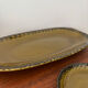 Vintage ceramic set Gien khaki serving dish and 2 ramekins.