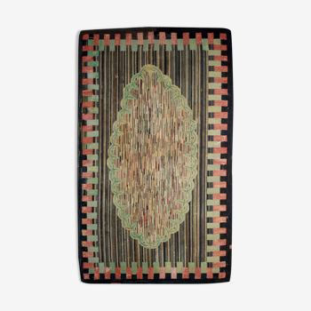 Old American Carpet Hooked handmade 149cm x 231cm 1880s, 1B511