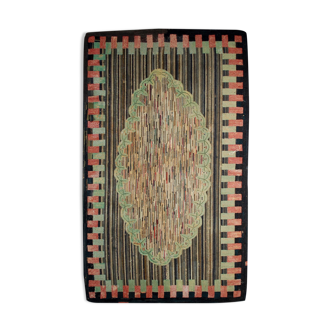 Old American Carpet Hooked handmade 149cm x 231cm 1880s, 1B511